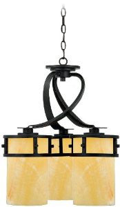 Quoizel KY5103IB Kyle 22-Inch 3-Lights Dinette Chandelier with Butterscotch Marble Shade, Imperial Bronze