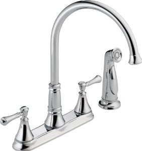 Delta Faucet 2497LF Cassidy, Two Handle Kitchen Faucet with Spray, Chrome
