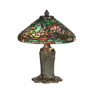 Dale Tiffany TT10334 Floral Leaf Tiffany Table Lamp, Antique Bronze and Verde