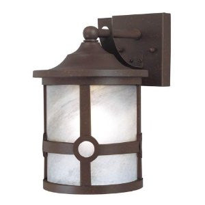 Westinghouse Lighting 6749200 One-Light Exterior Wall Lantern, Auburn Patina Finish on Steel with Frosted Smoke Alabaster Glass