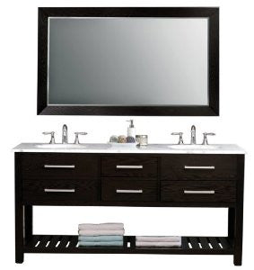 LD-2140-WM-DE Clementina 72-Inch White Marble Double Sink Bathroom Vanity, Dark Espresso Finish