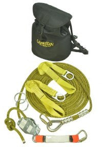 Guardian Fall Protection 04640 Kernmantle Horizontal Lifeline System with Tensioner, 2 O-Rings, 2 Web Slings 2 Steel Carabineers and SOS-Bag, 100-Foot