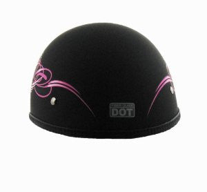 Vega XTS Scroll Graphic Half Helmet (Flat Black/Pink, Medium)