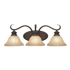 Golden Lighting 6005-BA3 RBZ Lancaster Three Light Vanity, Rubbed Bronze Finish
