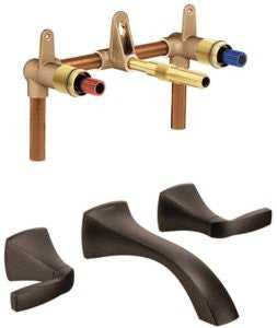 Moen T6906ORB-9700 Voss Two-Handle Wall Mount Bathroom Faucet with Valve, Oil Rubbed Bronze