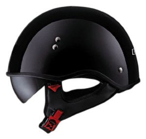 LS2 Helmets HH566 "A" Half Helmet with Sun Visor (Solid Gloss Black, Medium)