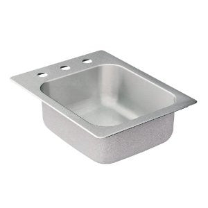 Moen 22231 Camelot 3 Hole Stainless Steel 20 Gauge Single Bowl Drop In Sink, Stainless