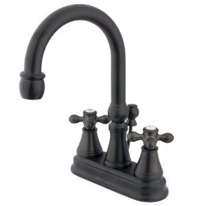 Kingston Brass KS2615AX Governor 4-Inch Centerset Lavatory Faucet with Brass Pop-Up with Metal Cross Handle, Oil Rubbed Bronze (Not CA/VT Compliant)