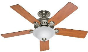 Hunter 28723 Pro's Best 52-Inch 5-Blade Single Light Five Minute Ceiling Fan, Brushed Nickel with Chestnut/Blackened Rosewood Blades