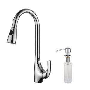 Kraus KPF-1621-KSD-30CH Single Lever Pull Out Kitchen Faucet and Soap Dispenser, Chrome