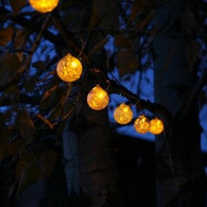 Allsop Home and Garden 29850 Aurora Glow Solar Glass String of Six Globes, Clear with Amber, 1-Count