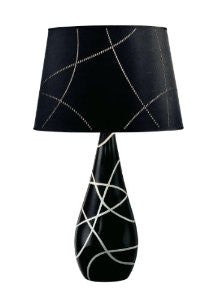 Lite Source LS-21018BLK/BLK Dorotea Ceramic Table Lamp, Black Body with Black Fabric Shade
