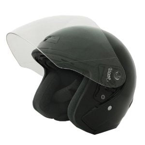 Fuel Vented Open Face Helmet with Shield (Gloss Black, Small)
