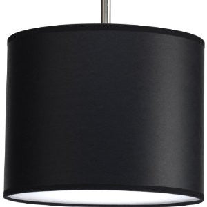 Progress Lighting P8820-01 Modular Pendant System Choose Shade and 1-Light Stem (P5198) To Make Complete Fixture 10-Inch Drum Shade, Black Parchment Paper