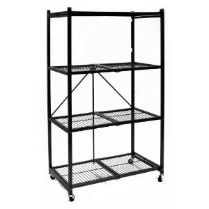 Origami R5-01W General Purpose 4-Shelf Steel Collapsable Storage Rack with Wheels, Large