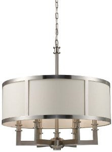 Trump Home Seven Springs 6-Light Chandelier in Satin Nickel with Drum Shade