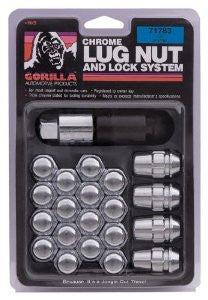 Gorilla Automotive 71733 Acorn Chrome Lug Nut and Lock System (12mm x 1.50 Thread Size)