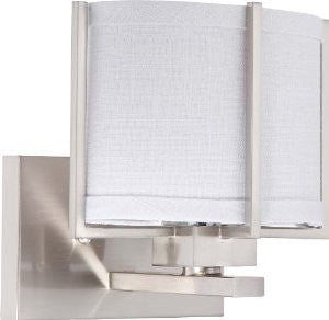 Nuvo Lighting 60/4472 One Light Portia Vanity with Slate Gray Fabric Shade, CUL Damp Location, Brushed Nickel