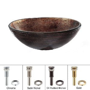 Kraus GV-580-ORB Copper Illusion Glass Vessel Sink with PU-MR, Oil Rubbed Bronze