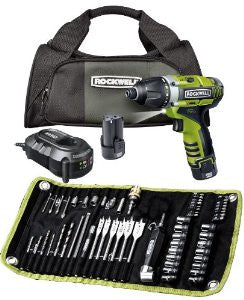 Rockwell RK2515K2.2 3RILL 3-in-1 12-Volt Impact Drill and Driver, 62-Piece Kit