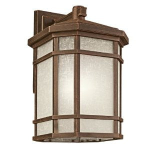 Kichler Lighting 9718PR Cameron 1-Light Incandescent Outdoor Wall Mount, Prairie Rock with White-Etched Linen Glass, 11-Inch