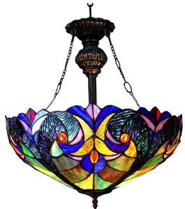 Chloe Lighting CH18780T-UPD2 Tiffany-Style 2-Light Inverted Ceiling Pendant Fixture with 18-Inch Shade