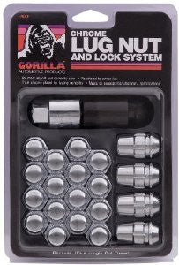Gorilla Automotive 91723 Acorn Bulge Chrome Lug Nut and Lock System (12mm x 1.25 Thread Size)