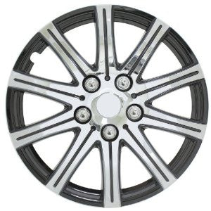 Bully Imposter WH528-14SE-BX, Universal Fitment, 14" Polished Silver with Black Wheel Cover, Pack of 4