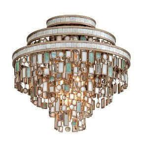 Corbett Lighting 142-33 Dolcetti Three Light Ceiling Semi Flush Mount, Silver