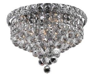 Elegant Lighting 2527F12C/RC Tranquil 9-Inch High 4-Light Flush Mount, Chrome Finish with Crystal (Clear) Royal Cut RC Crystal