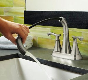 Pfister F-548-IDKK Ideal 4-Inch Centerset Pull-Out Bathroom Faucet in Brushed Nickel