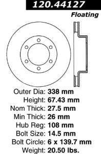 Centric Parts 120.44127 Premium Brake Rotor with E-Coating