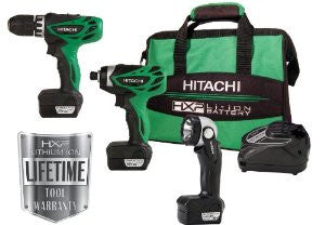 Hitachi KC10DFL 12-Volt Peak 3-Tool Li-Ion Combo Kit with Carrying Bag