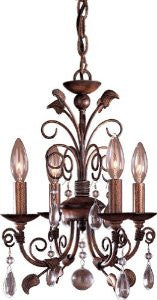 Minka Lavery 3127-126, Mini Crystal Chandelier Lighting, 4 Light, 160 Watts, Walnut