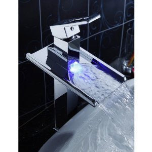 LightInTheBox Sprinkle - Color Changing LED Waterfall Bathroom Sink Faucet (Tall) with Pop up Waste