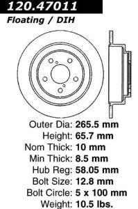 Centric Parts 120.47011 Premium Brake Rotor with E-Coating