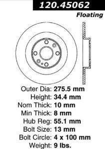 Centric Parts 120.45062 Premium Brake Rotor with E-Coating
