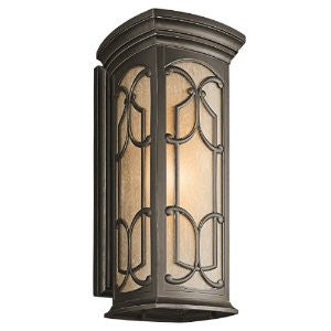 Kichler Lighting 49226OZ Franceasi 14-1/2-Inch Light Outdoor Wall Lantern, Olde Bronze with Light Umber Seedy Glass