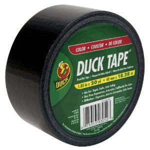 Duck Brand 392875 Colored Duct Tape, Black, 1.88-Inch by 20 Yards, Case of 6 Rolls