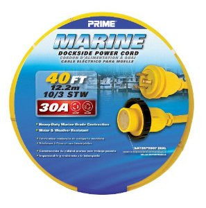 Prime MAR30928 Marine Dockside Power Cord, 40 ft.30 Amp Twist-To-Lock, Yellow