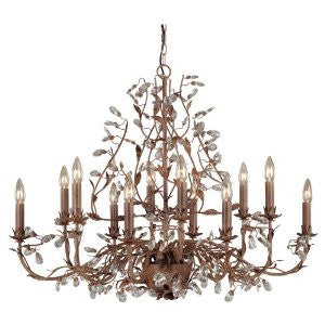 Laura Ashley HFRY1263 Freya 12-Light Chandelier, Weathered Cognac