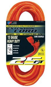 US Wire 65025 12/3 25-Foot SJTW Orange Heavy Duty Extension Cord