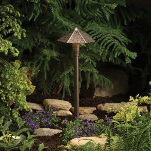 Kichler Lighting 15401AZT Thatched Roof 1-Light 12-Volt Landscape Path & Spread Light, Textured Architectural Bronze